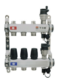 Коллекторная группа без расходомеров и кранов 1"-3/4", 2 хода , нерж, (КВАДРАТ) TIM  