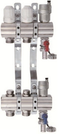 Коллекторная группа 1"-3/4", 2 хода латунный корпус без расходомера и кранов TIM 